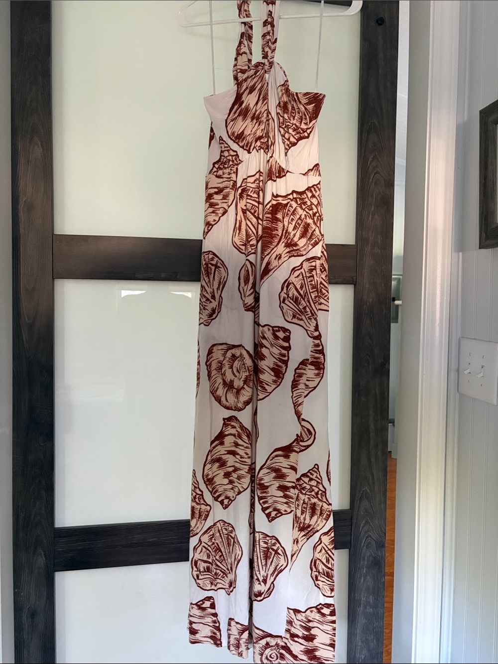 Soma Cream Maxi Dress with Rust Shell Print